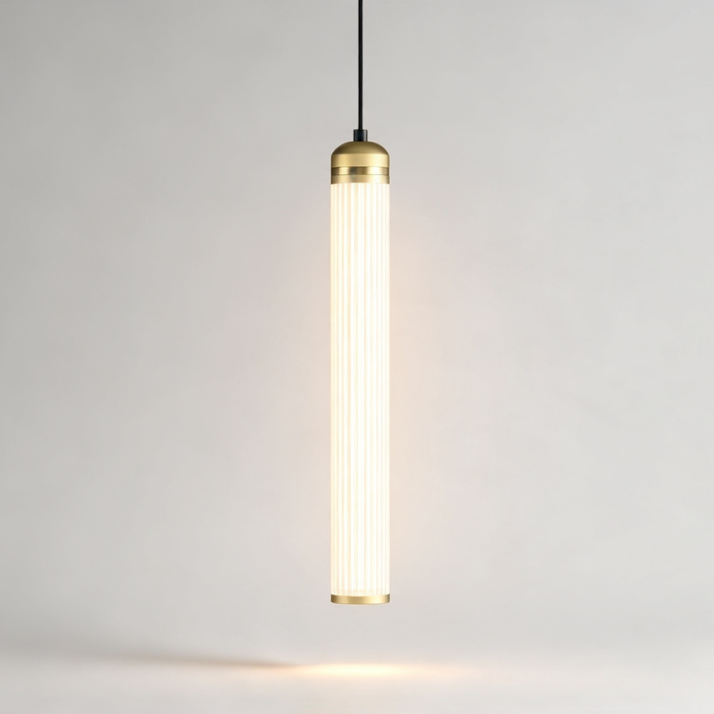 Large Boston LED Pendant in Satin Brass + Polished Brass