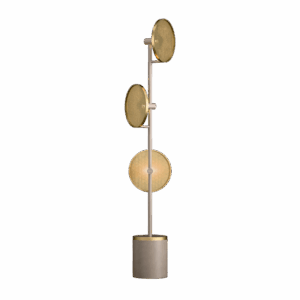 Swizzle LED Floor Lamp in Grey Beige + Satin Brass