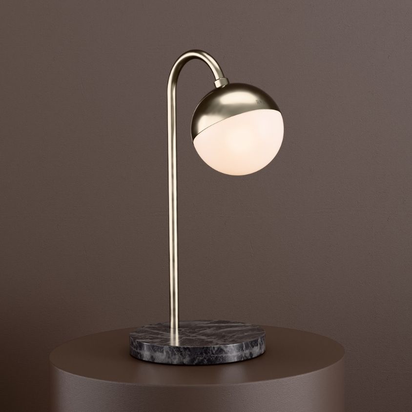 Peak Desk Lamp in Champagne + Black Marble