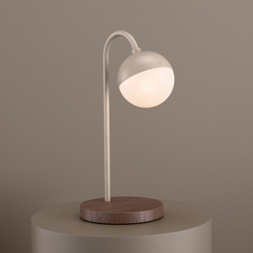 Peak Desk Lamp in Grey Beige + Walnut Wood
