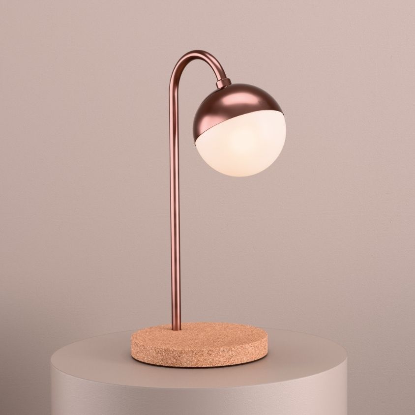 Peak Desk Lamp in Satin Copper + Cork