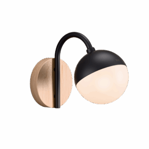 Peak Wall Light in Super Matt Black + Oak Wood