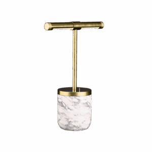 Twist LED Table Lamp in Satin Brass + White Marble