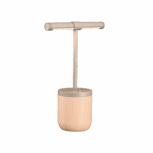 Twist LED Table Lamp in Grey Beige + Oak Wood