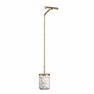 Twist LED Floor Lamp in Satin Brass + White Marble