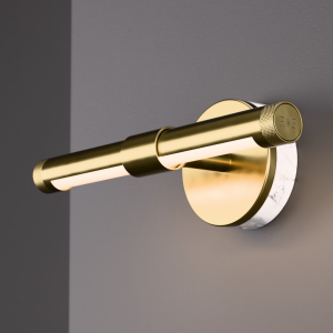 Twist LED Wall Light in Satin Brass + White Marble