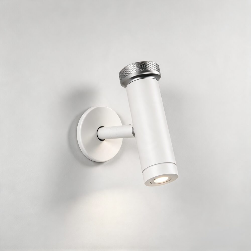 Salt LED Reading Light In White + Brushed Nickel