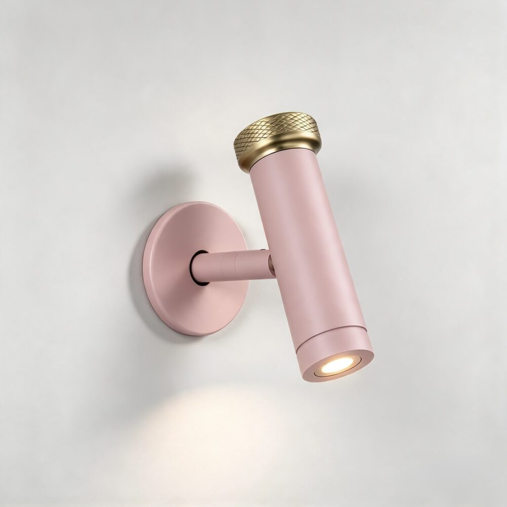 Salt LED Reading Light In Light Pink + Satin Brass