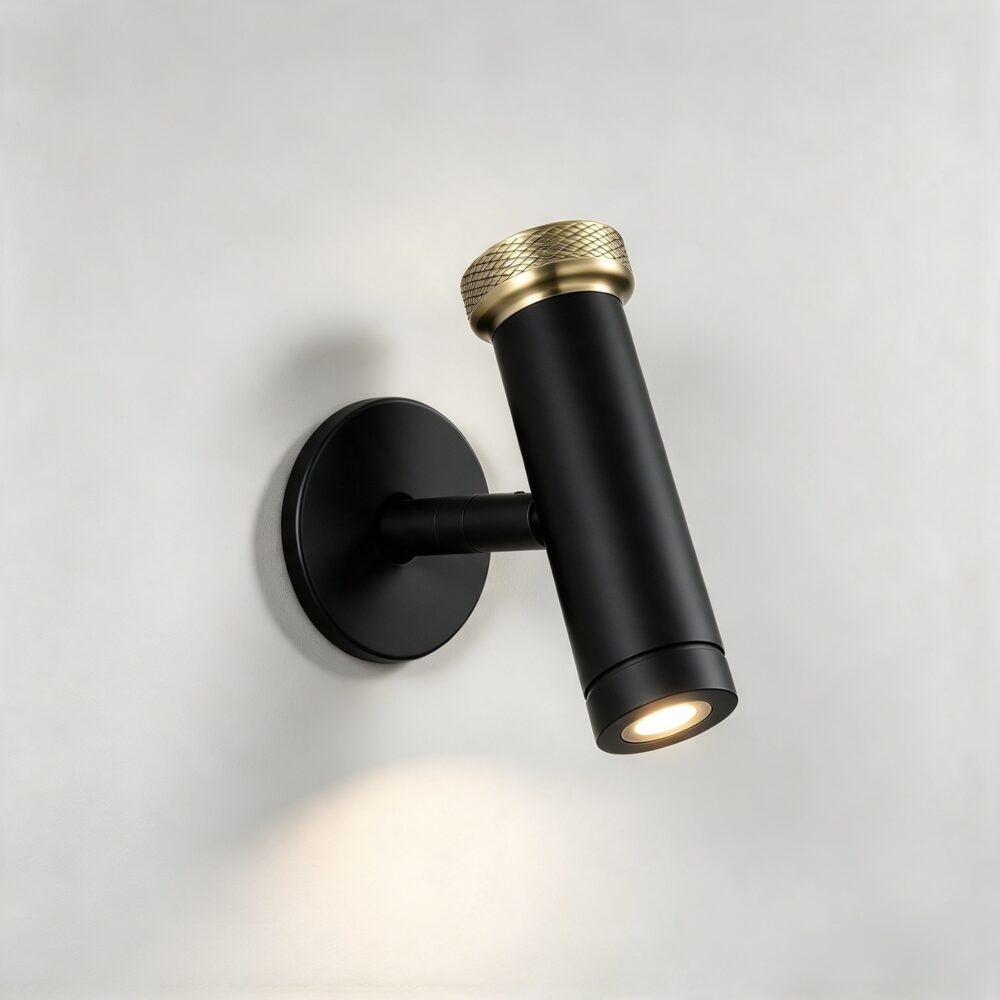Pepper LED Reading Light In Super Matt Black + Satin Brass