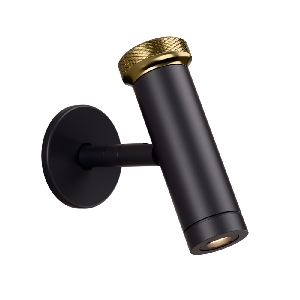 Pepper LED Reading Light In Super Matt Black + Satin Brass