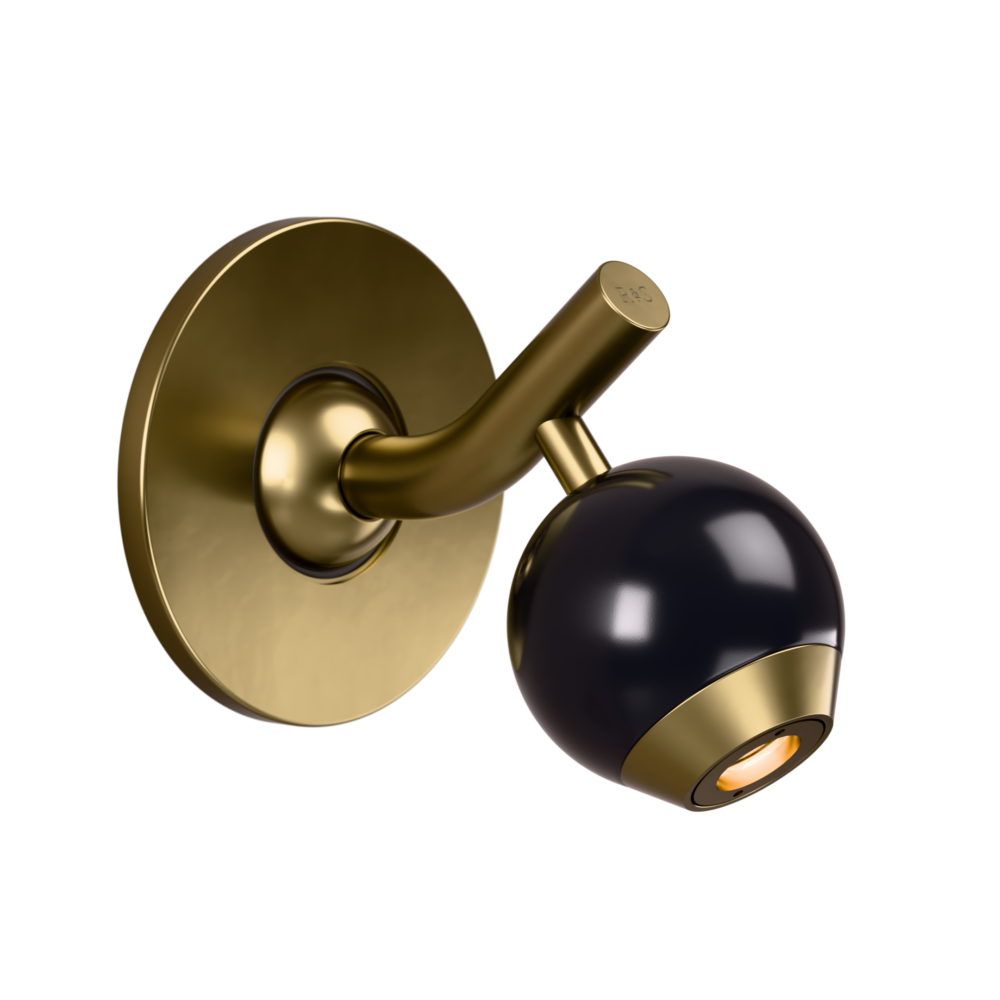 Ace LED Reading Light In Satin Brass + Gloss Black Wood
