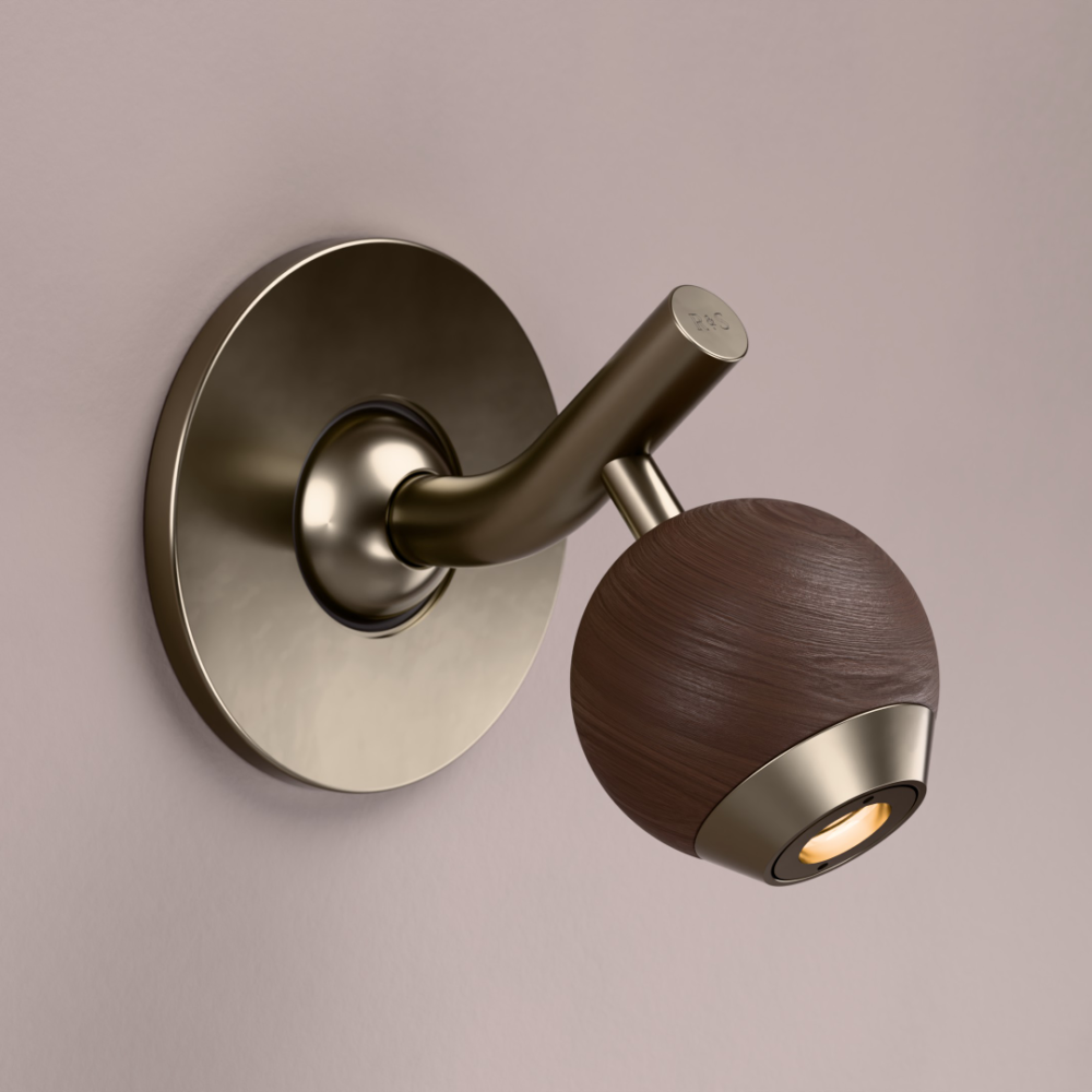 Ace LED Reading Light In Champagne + Walnut Wood