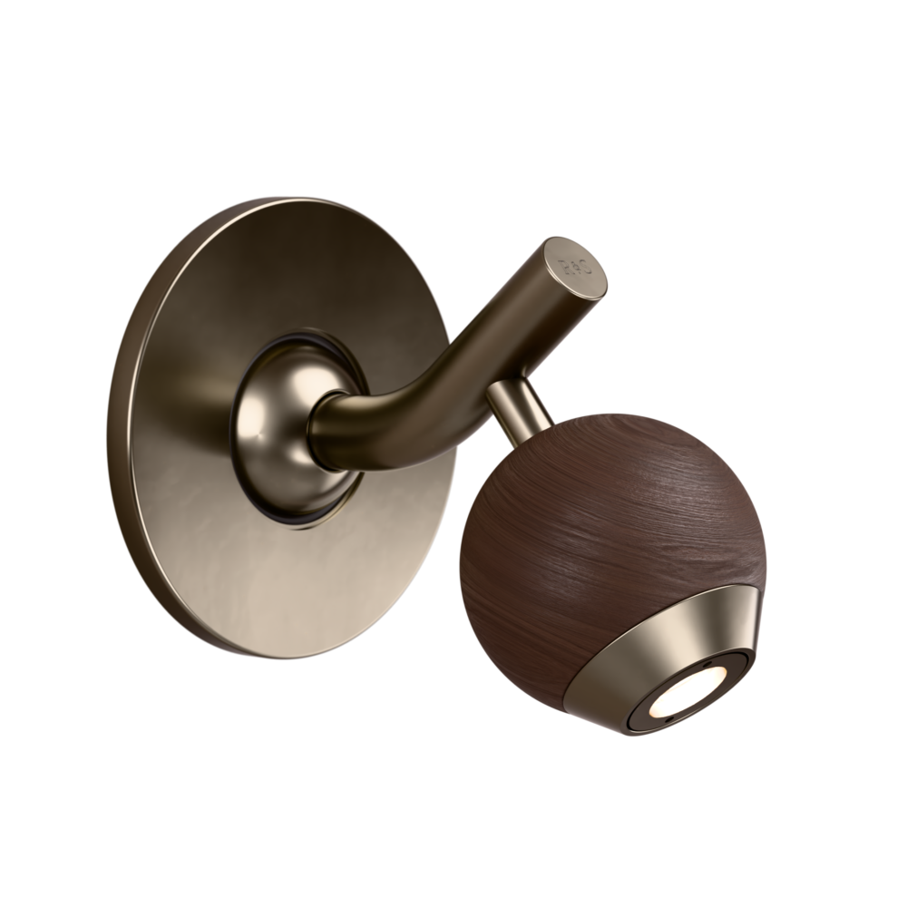 Ace LED Reading Light In Champagne + Walnut Wood