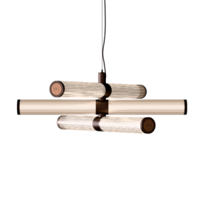 London Triple LED Chandelier in Brushed Bronze + Cork