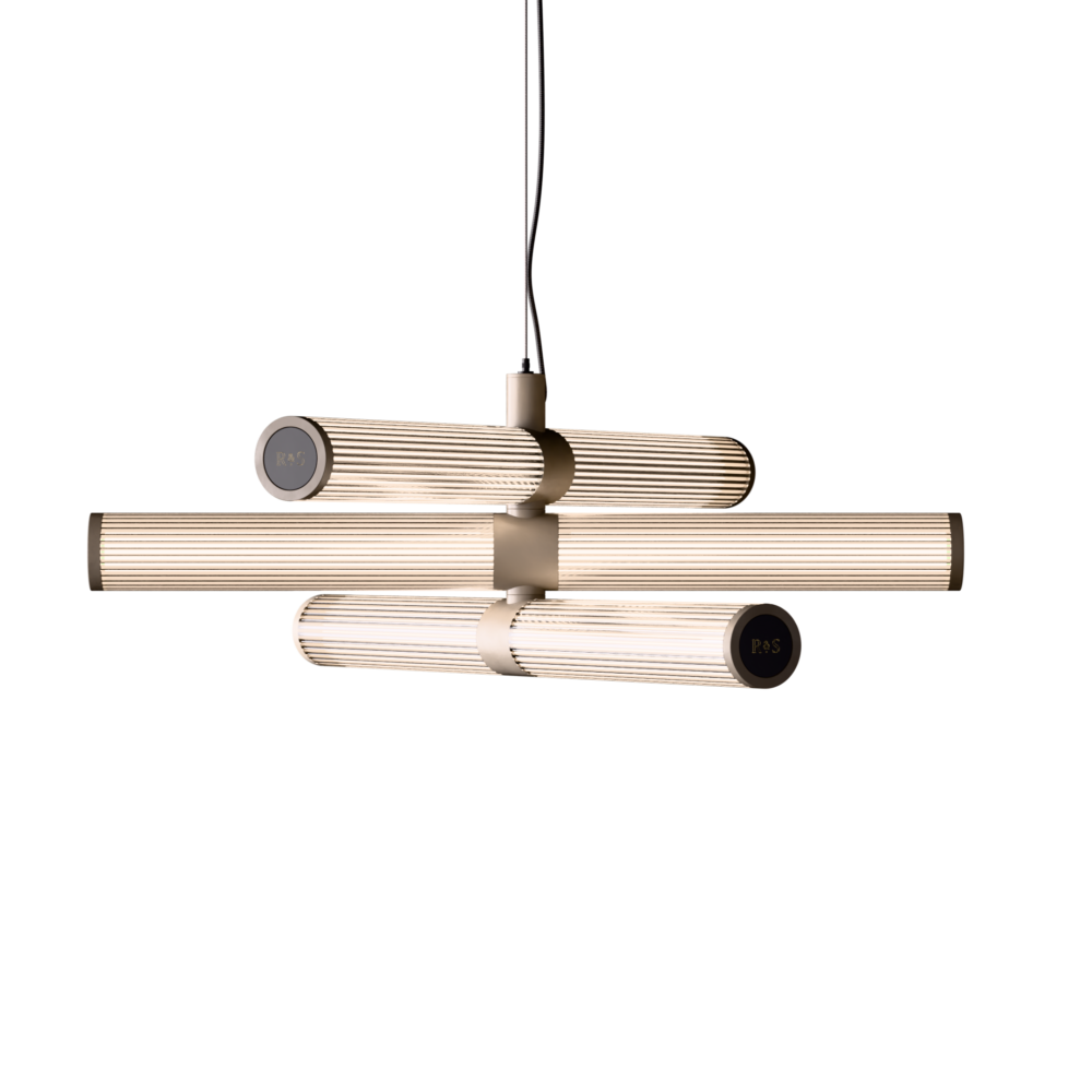 London Triple LED Chandelier in Grey Beige + Super Matt Black