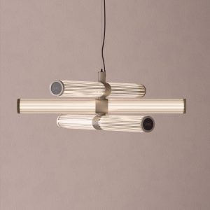 London Triple LED Chandelier in Grey Beige + Super Matt Black