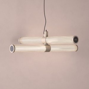 London Double LED Chandelier in Grey Beige + Super Matt Black