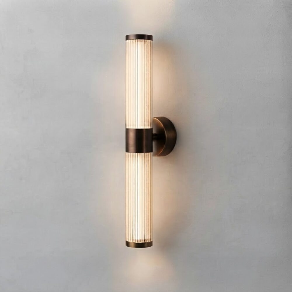 London LED Wall Light in Brushed Bronze + Cork