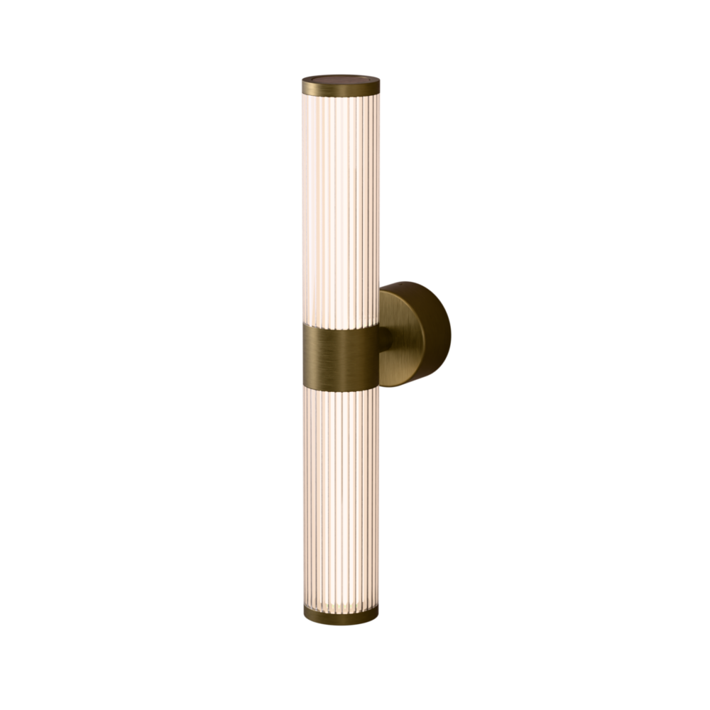 London LED Wall Light in Burnished Brass + Walnut
