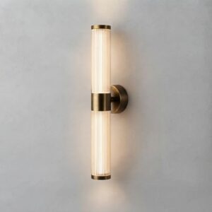 London LED Wall Light in Burnished Brass + Walnut