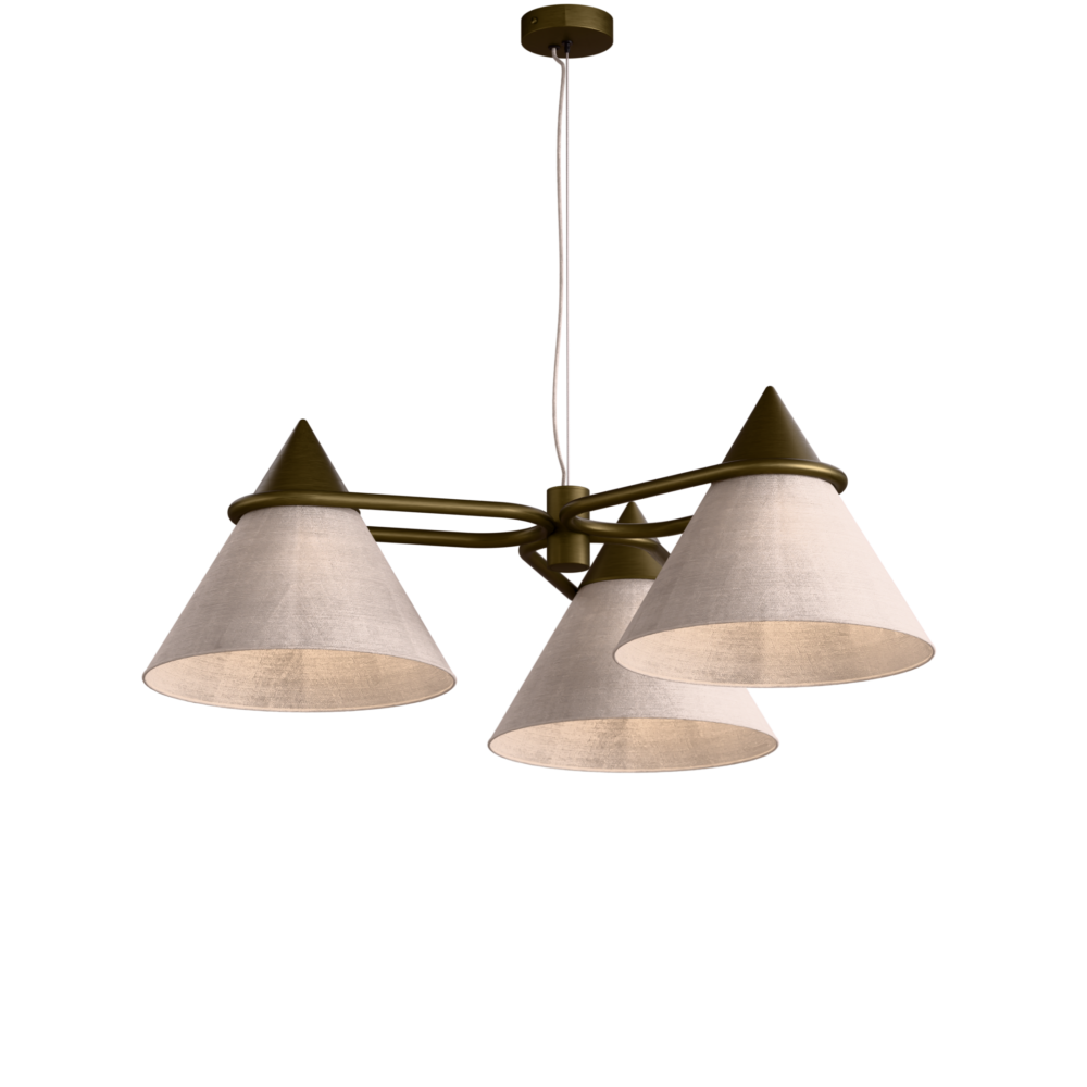 Shuttle 3 Light Pendant in Burnished Brass