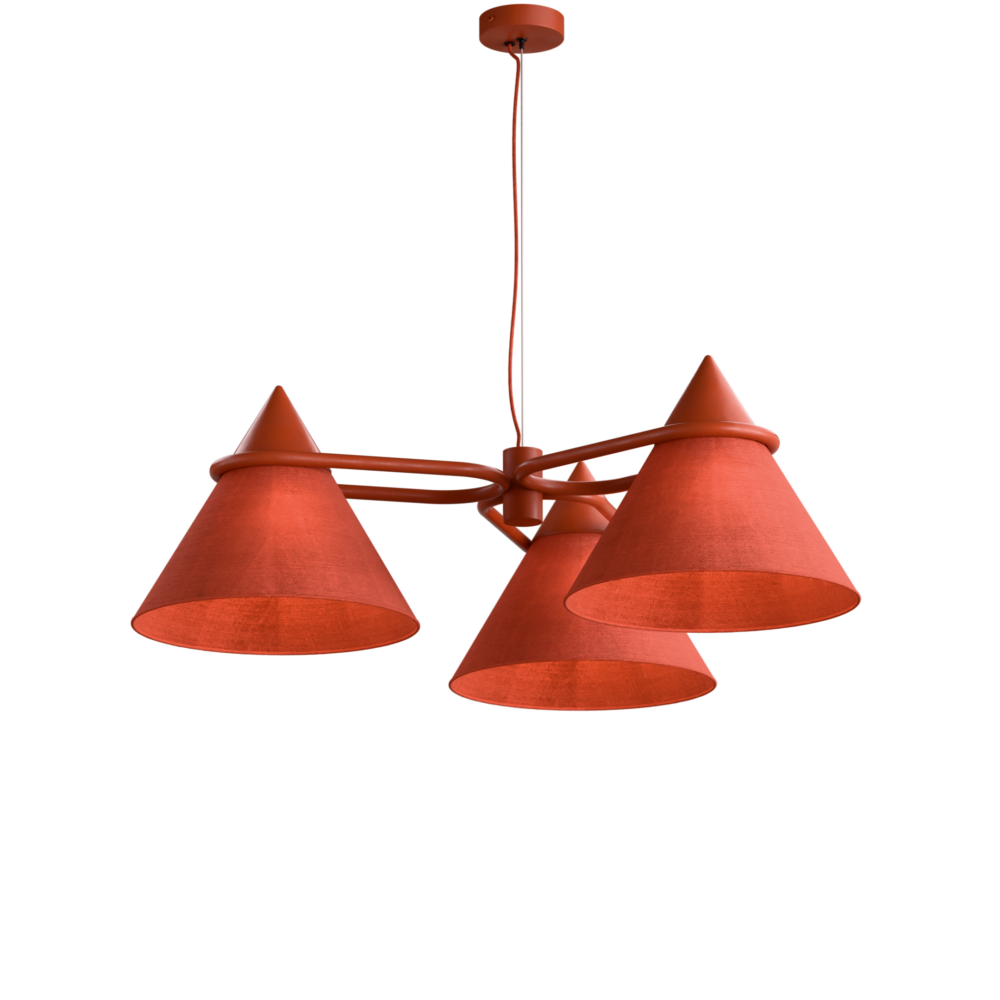 Shuttle 3 Light Pendant in Coral Red