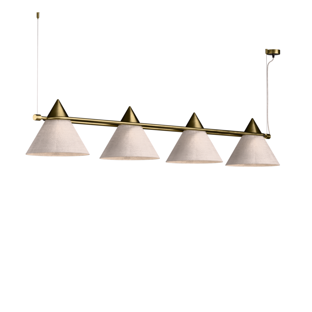 Shuttle 4 Light Linear Pendant in Satin Brass