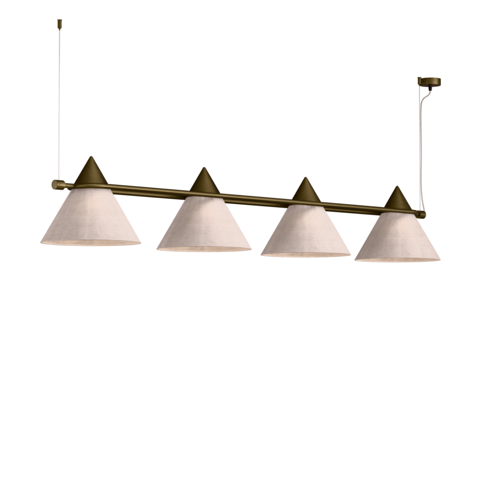 Shuttle 4 Light Linear Pendant in Burnished Brass