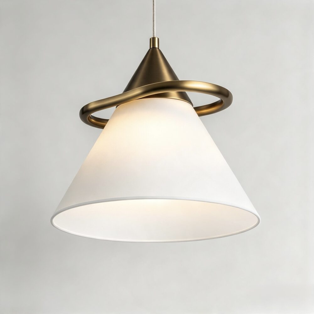 Shuttle Pendant in Burnished Brass