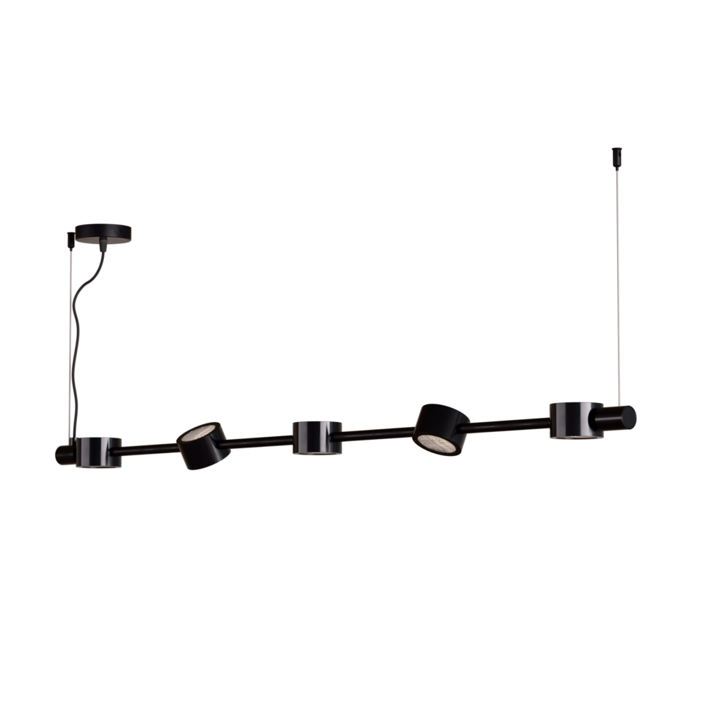 Falcon 5 Light LED Linear Pendant in Super Matt Black + Gloss Black