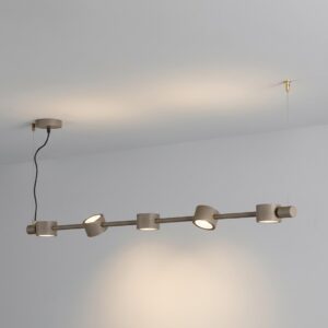 Falcon 5 Light LED Linear Pendant in Grey Beige + Satin Brass
