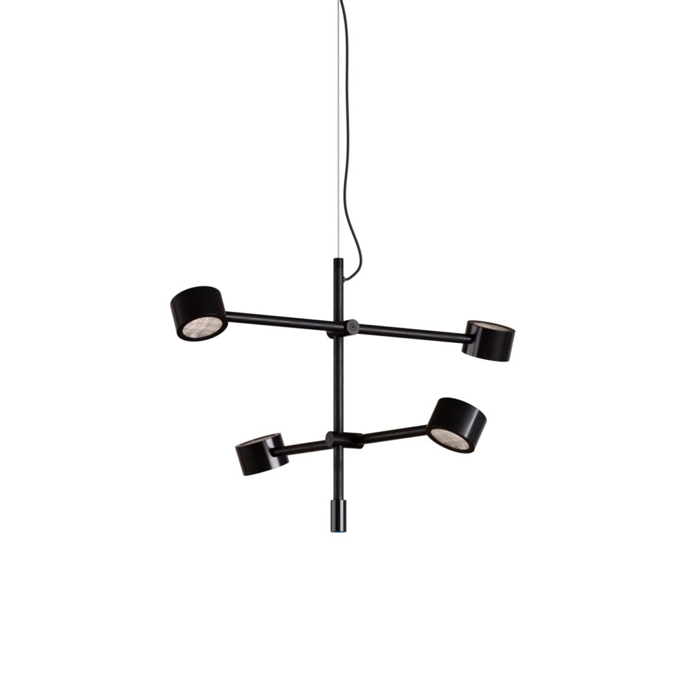 Falcon 4 Light LED Pendant in Super Matt Black + Gloss Black