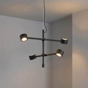 Falcon 4 Light LED Pendant in Super Matt Black + Gloss Black