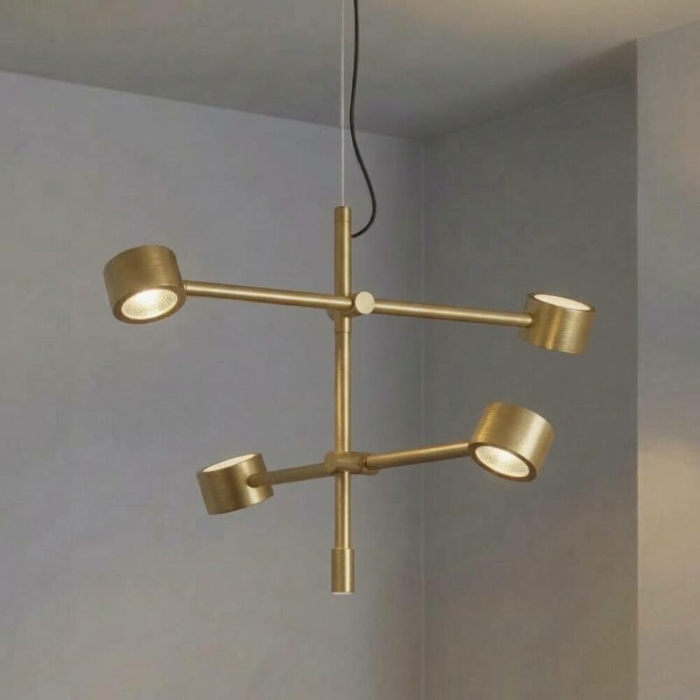 Falcon 4 Light LED Pendant in Satin Brass