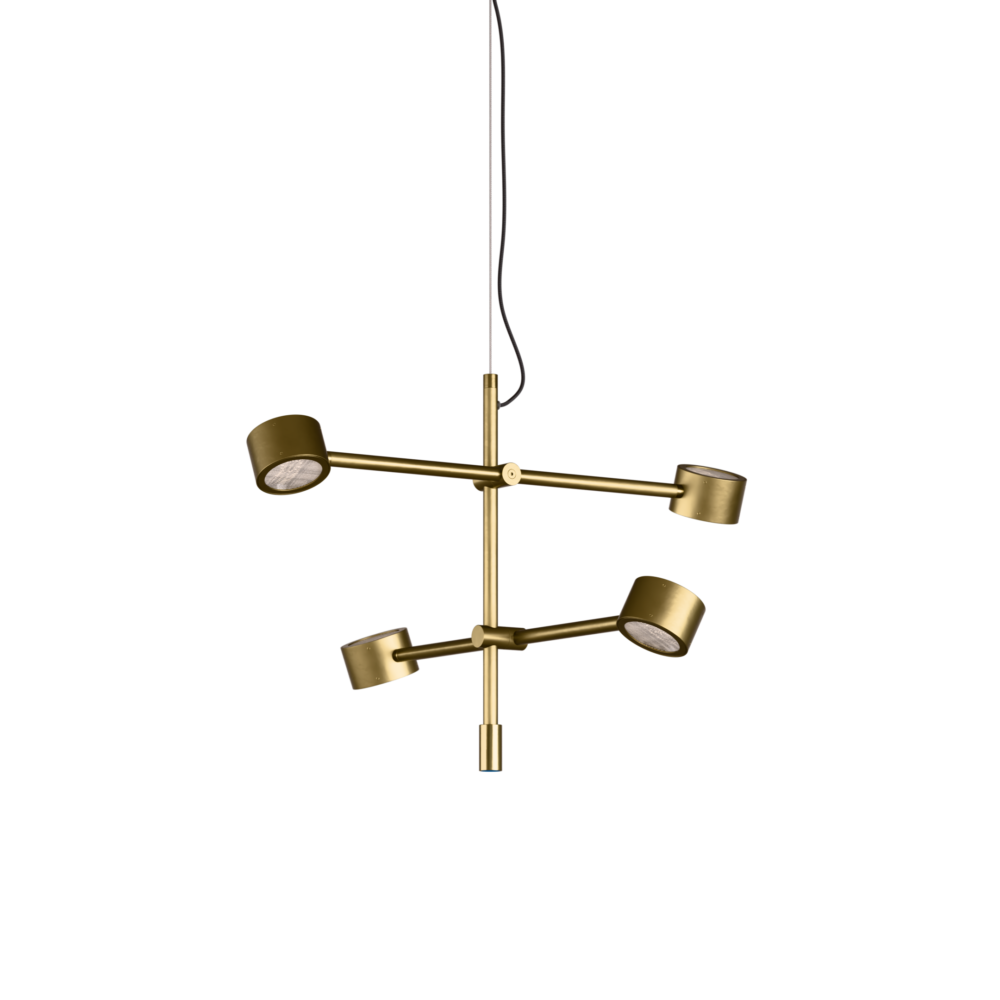 Falcon 4 Light LED Pendant in Satin Brass