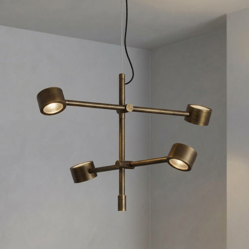 Falcon 4 Light LED Pendant in Burnished Brass