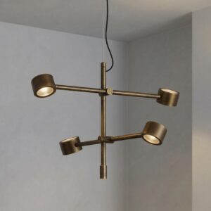 Falcon 4 Light LED Pendant in Burnished Brass