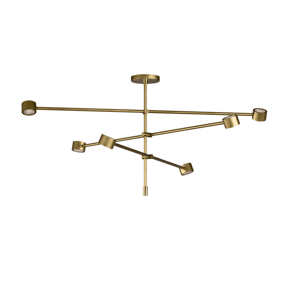 Falcon 6 Light LED Ceiling Light in Satin Brass