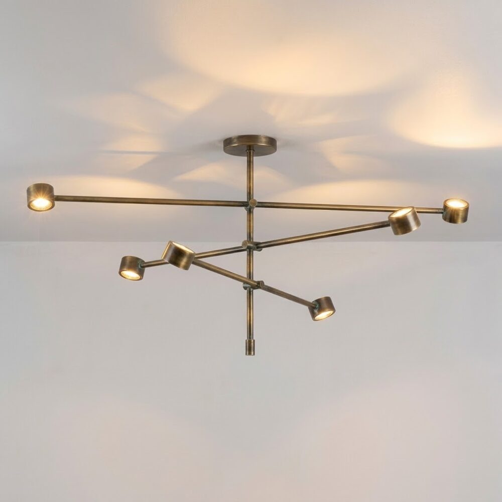 Falcon 6 Light LED Ceiling Light in Burnished Brass
