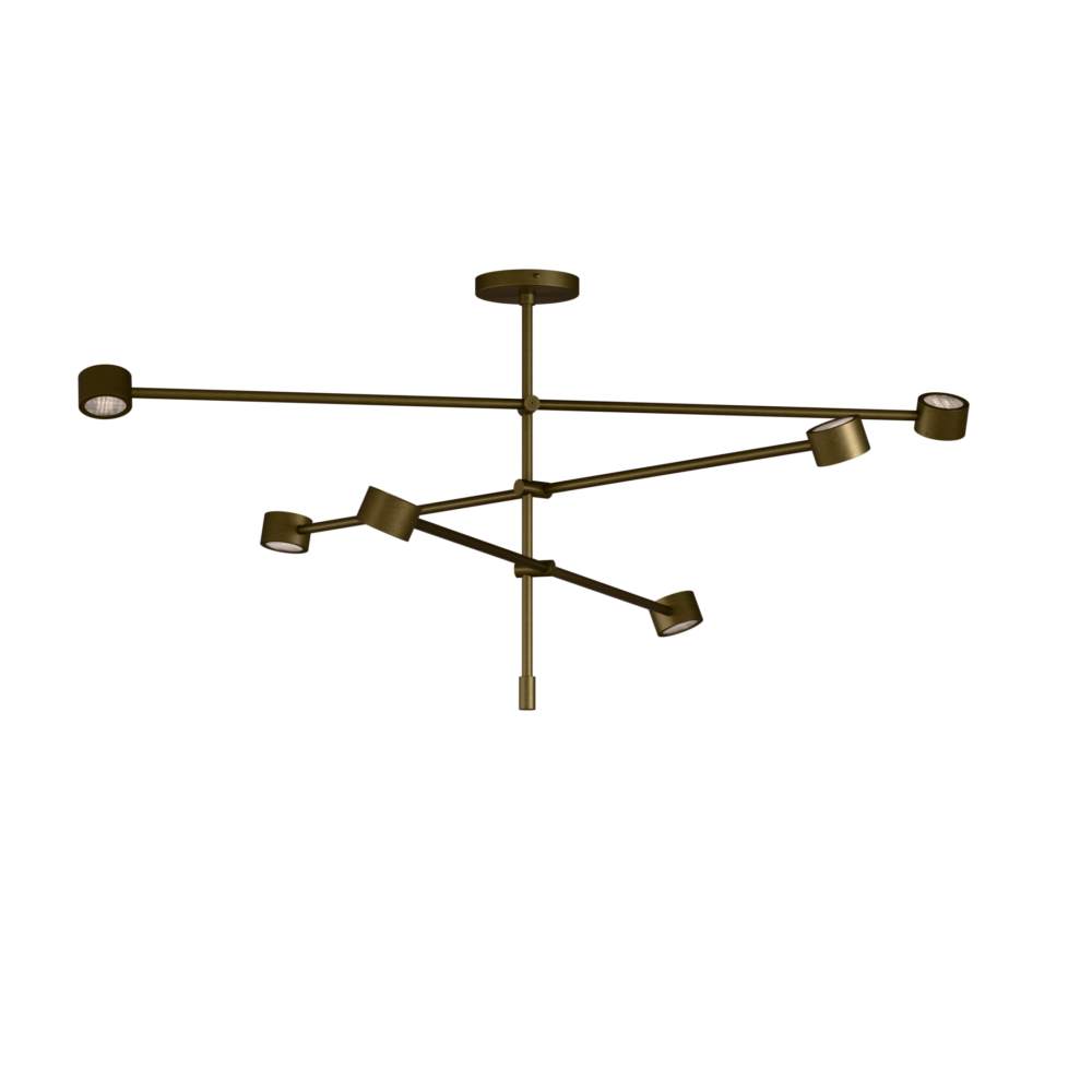 Falcon 6 Light LED Ceiling Light in Burnished Brass