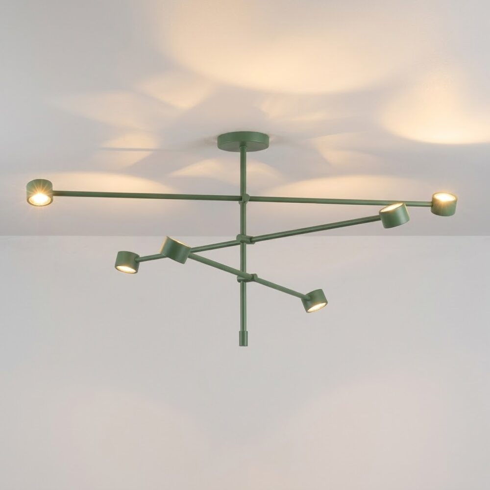 Falcon 6 Light LED Ceiling Light in Fern Green