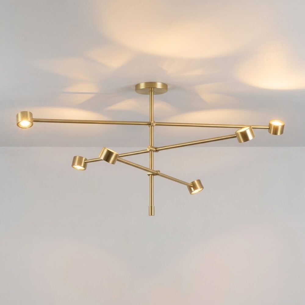 Falcon 6 Light LED Ceiling Light in Satin Brass