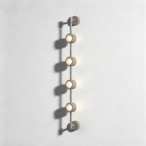 Falcon 4 Light LED Wall Light in Grey Beige + Satin Brass