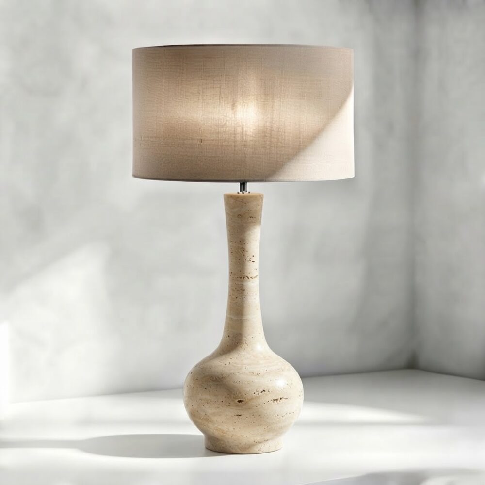 Teardrop Ceramic Table Lamp in Stone Effect