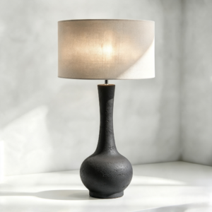 Teardrop Ceramic Table Lamp in Cement Effect
