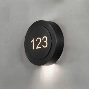 Puck LED Room Number Wall Light In Matt Black