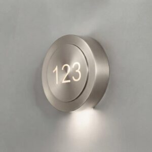 Puck LED Room Number Wall Light In Satin Nickel