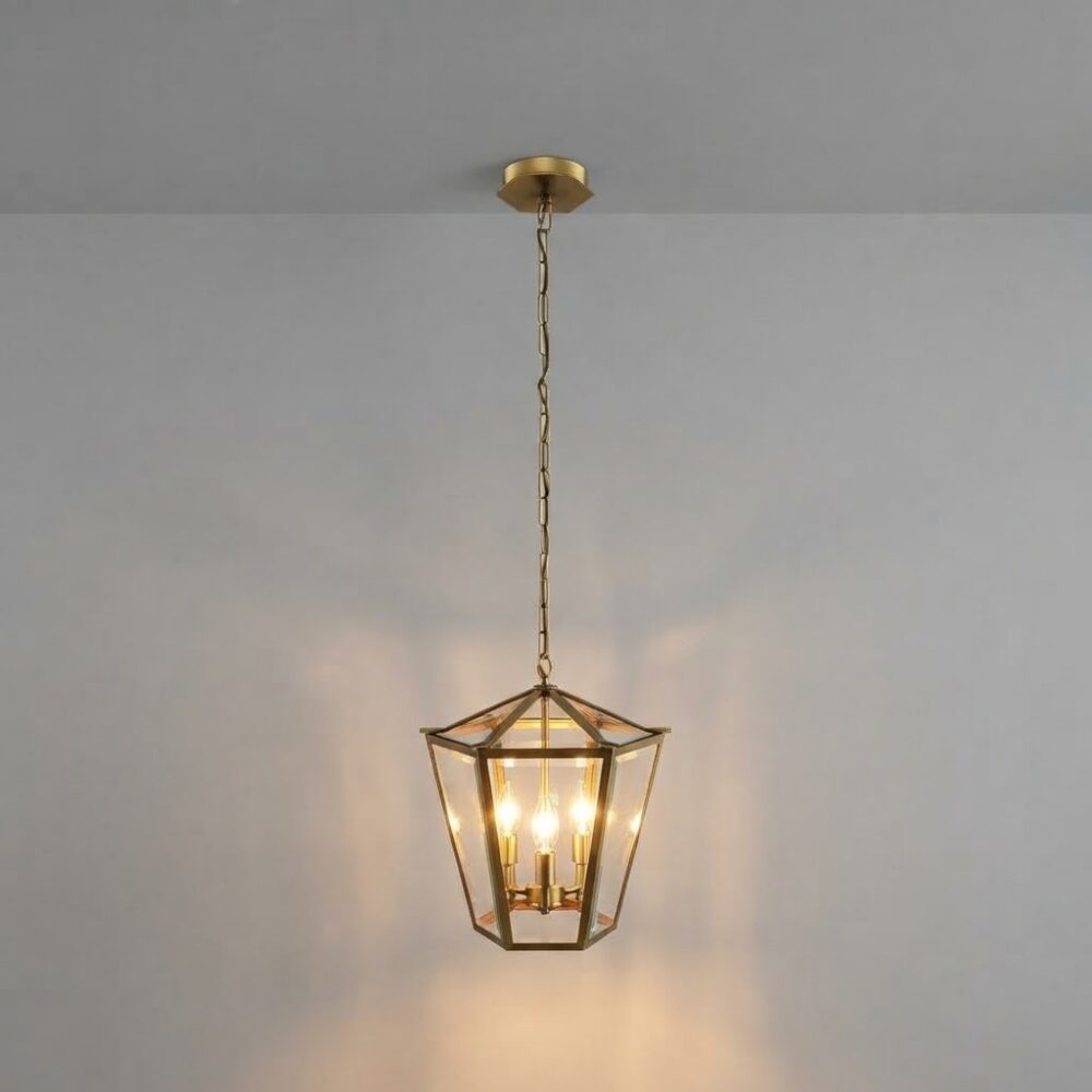 Stewart Lantern Pendant In Satin Brass