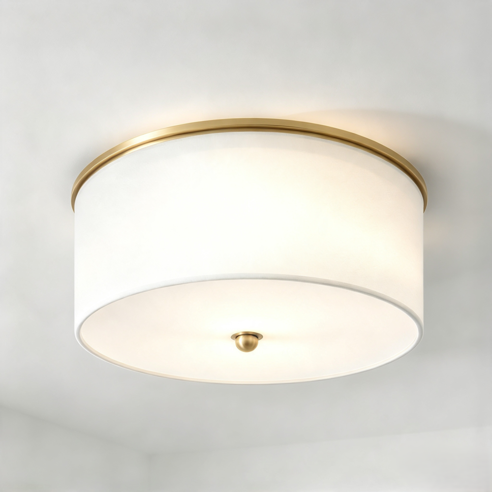 Finlay Drum Ceiling Light In Satin Brass