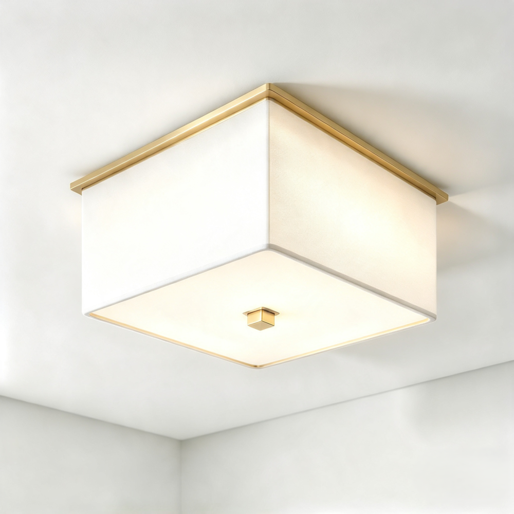Finlay Square Ceiling Light In Satin Brass